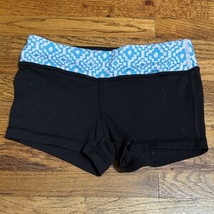 Ivivva girls athletic shorts black with blue and purple waist band